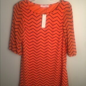 Alma-Mater chevron print shift dress NWT! M